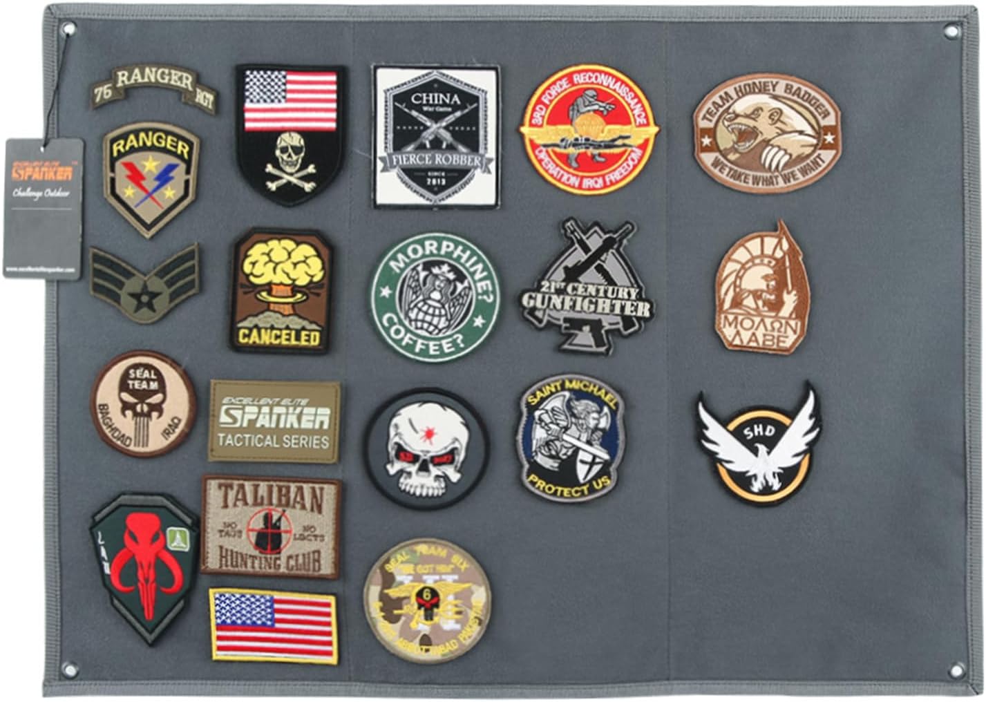 EXCELLENT ELITE SPANKER Tactical Patchs Display Board Foldable Military Patch Holder Panel (Black, S)