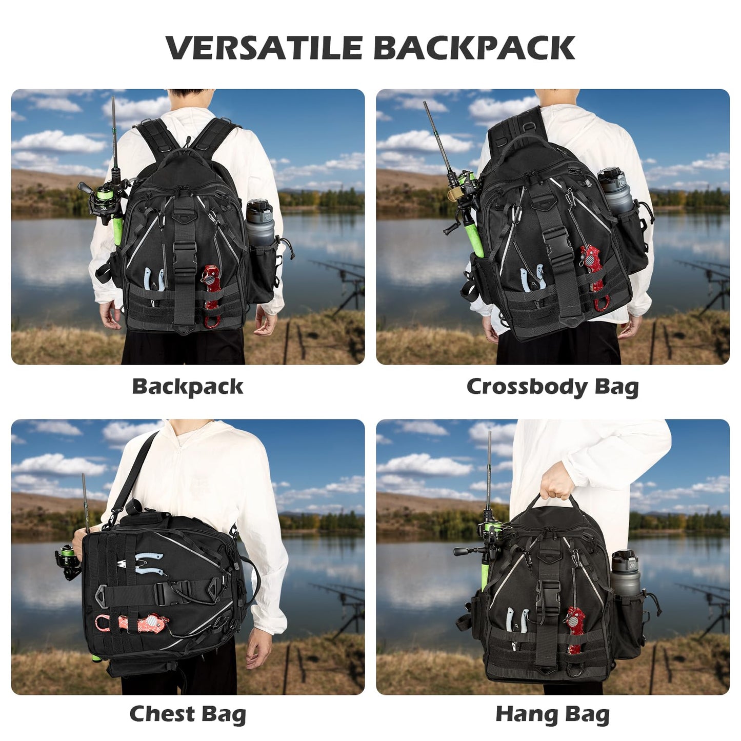 Jueachy Drop Leg Bag+Jueachy Fishing Tackle Backpack