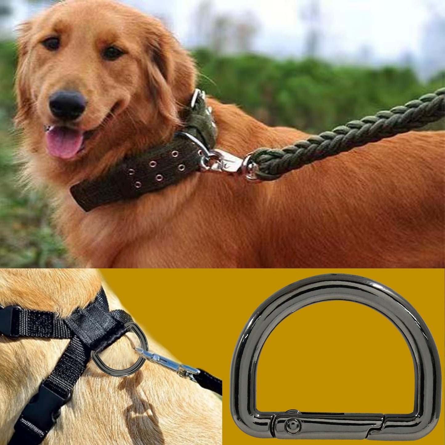 Jiozermi 10 Pack Black Metal Spring D Rings Keychain, Small D Ring Carabiner Clips Mini Keychain Spring D Rings Hook for Key Purse Dog Tag Clip Backpack Clips Webbing Buckle(1 Inch)