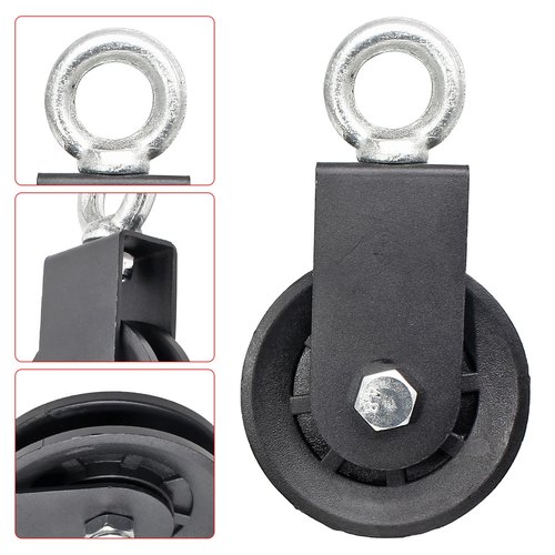 Uenhoy 360 Degree Rotation Cable Pulley with Hanging Straps and Carabiner, Silent 330lbs Traction Wheel for LAT Pulley System DIY Attachment Lifting Blocks Home Gym Equipment, 3.54"/90mm