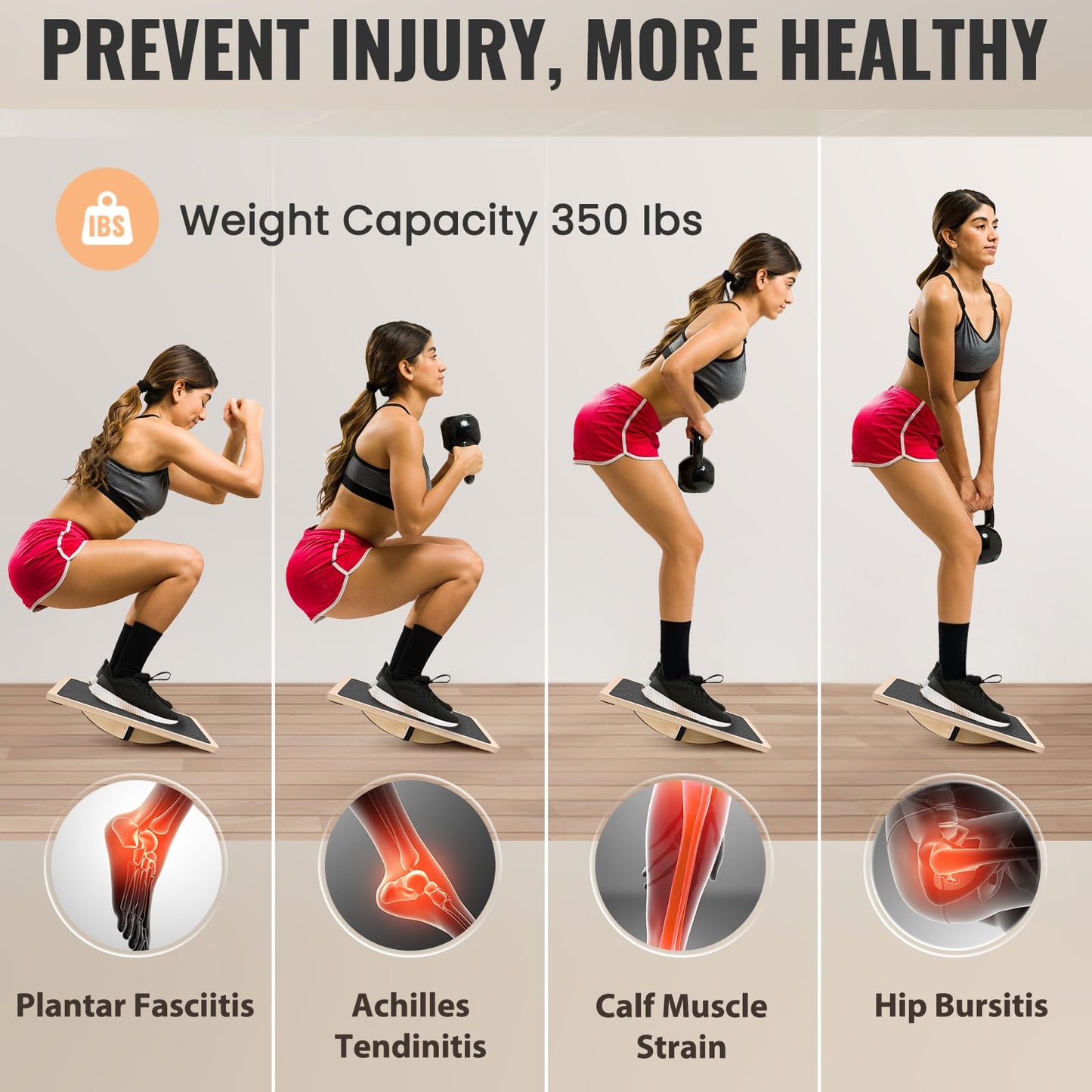 360 Degree Balance Board Professional Wobble Board for Adults Anti-Slip 350LBS Balance Boards for Physical Therapy Standing Desk Core Strength Wooden Balance Board Rocker Board