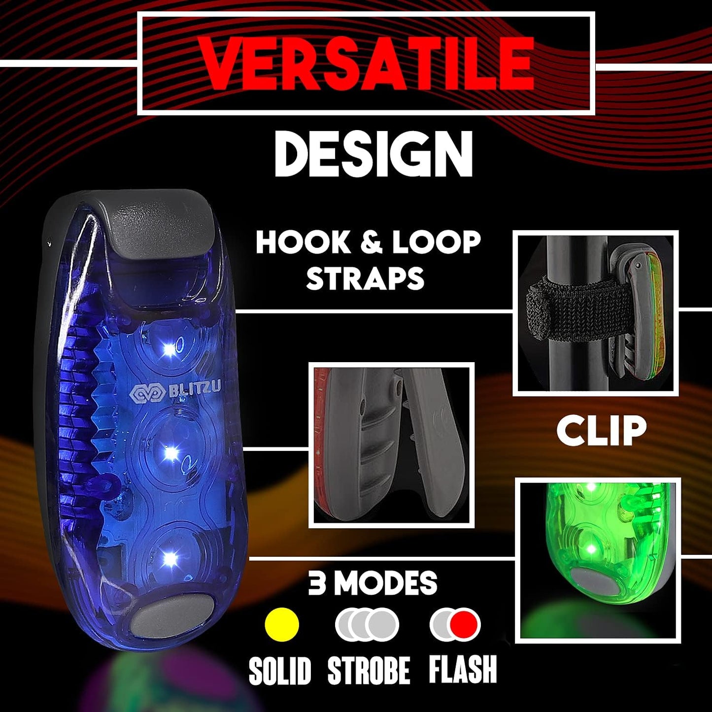 4 Pack LED Safety Light, Clip on Reflective Gear Lights for Walking at Night, Running, Jogging, High Visibility Strobe Light Accessories for Runners, Kids, Hiking, Kayak, Cycling, Camping, Boat