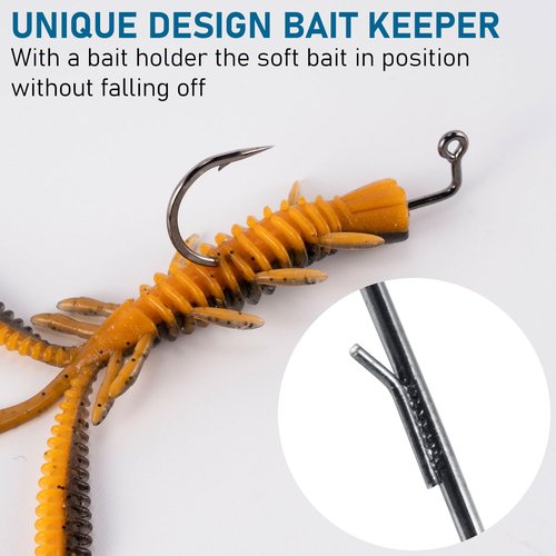 Dr.Fish 30 Pack 90 Degree Jig Hooks with Wire Keeper, Round Bend for Ned Rig, Swimbait, Bass Fishing Jig Mold Making Supplies #3/0