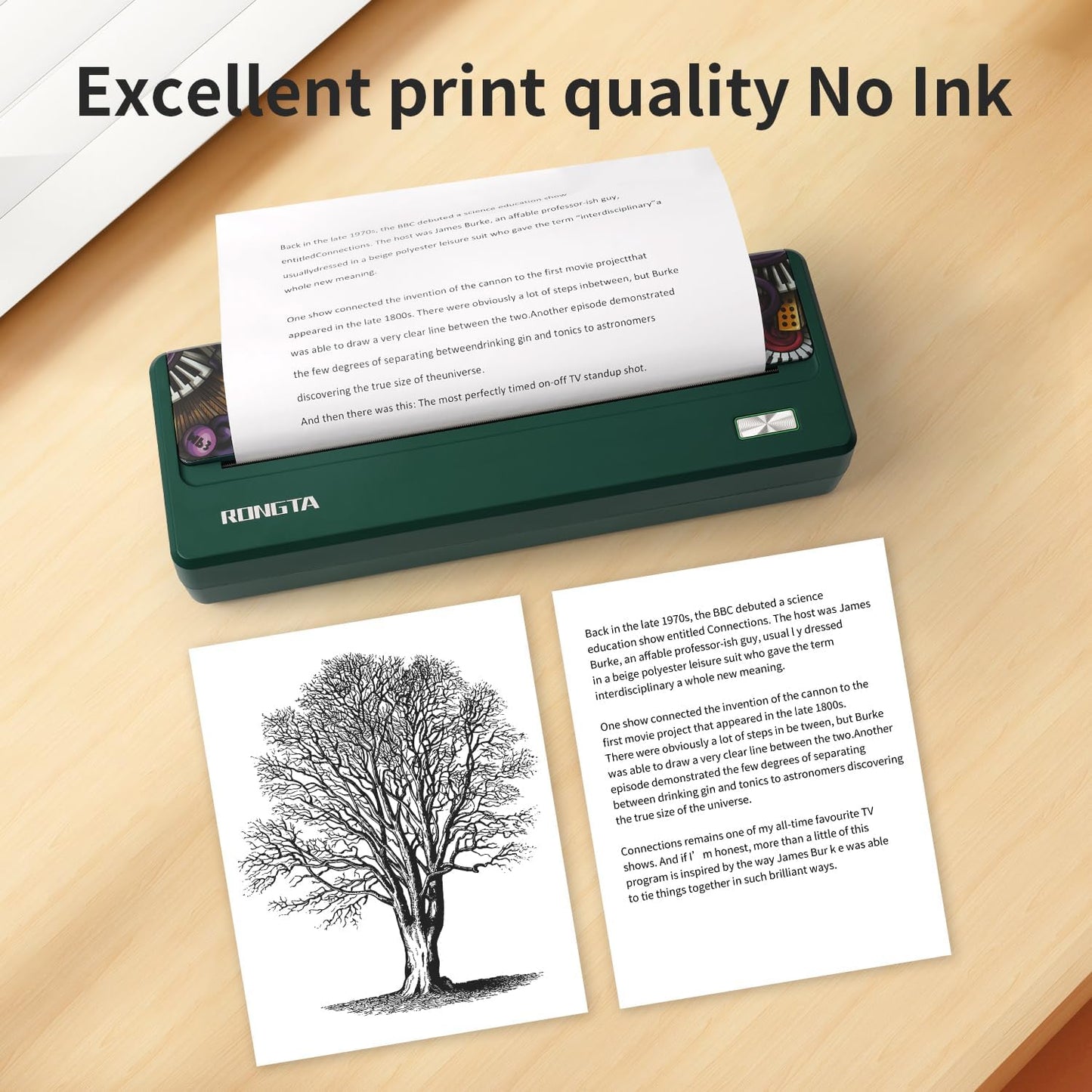 Rongta Portable Printer Wireless for Travel, 300DPI Thermal Inkless Bluetooth Mobile Printer, Support 8.5" X 11" US Letter, Compatible with Android iOS Phone & Laptops (Gray)