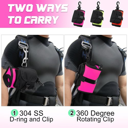 Surface Marker Buoy Scuba with Reel, 6ft High Visibility Diving Open Bottom Signal Tube Safety Sausage with Pouch Bag, 100ft ABS Dive Reel and Steel Double-Ended Bolt Snap