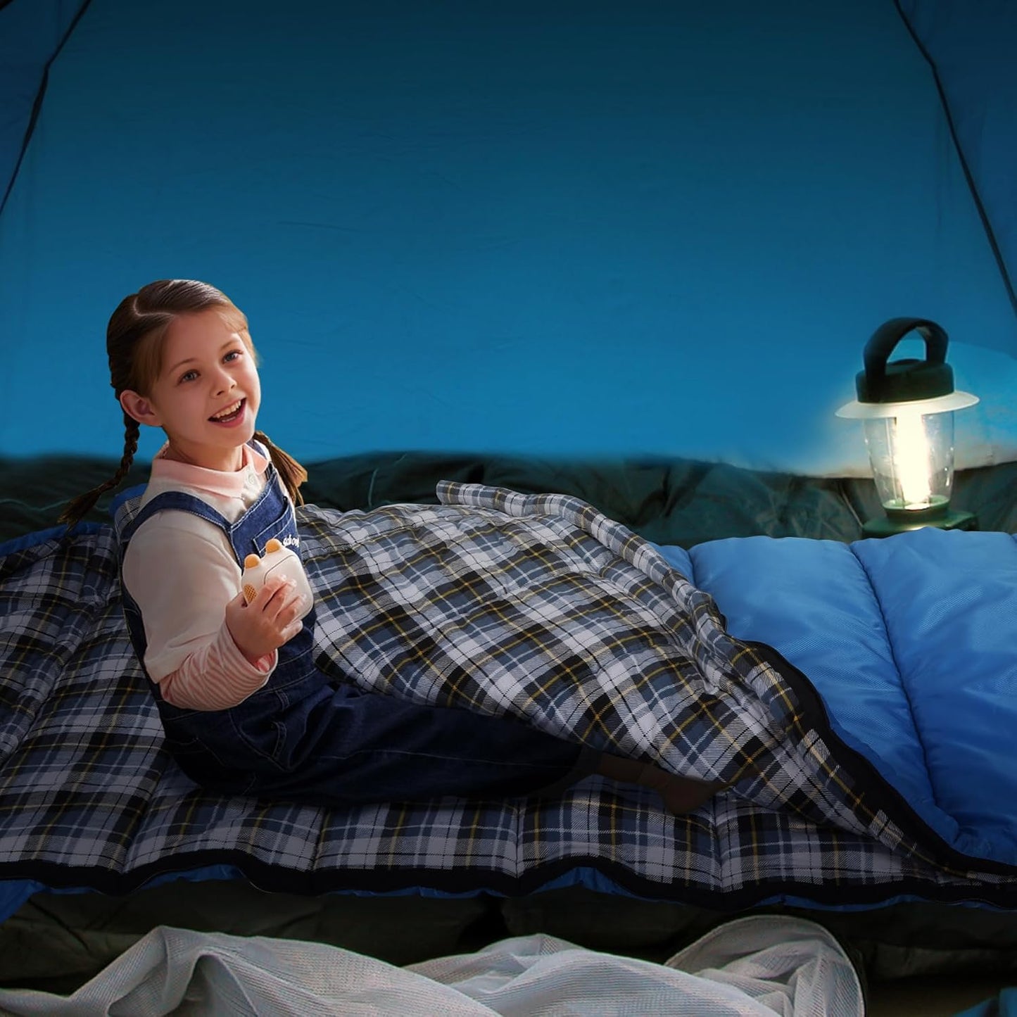 REDCAMP Kids Mummy Sleeping Bag for Camping, 3 Season Cold Weather Sleeping Bag Fit Boys,Girls & Teens, Blue/Rose Red
