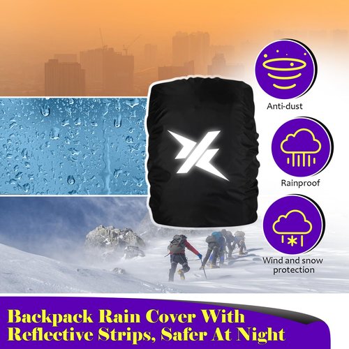 Uxney Waterproof Backpack Rain Cover with Reflective Strip for Mountaineering, Traveling, Cycling, Camping and Outdoor(Red,S
