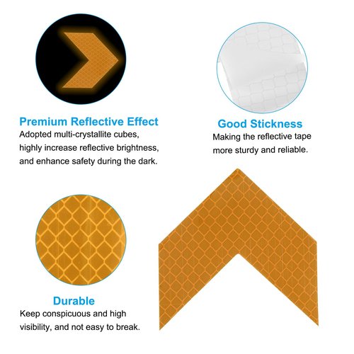 PATIKIL Reflective Stickers, 30 Pcs Safety High Visibility Reflective Sticker Waterproof Driveway Reflectors for Bicycle, Motorcycle, Fluorescent Yellow (Arrow)