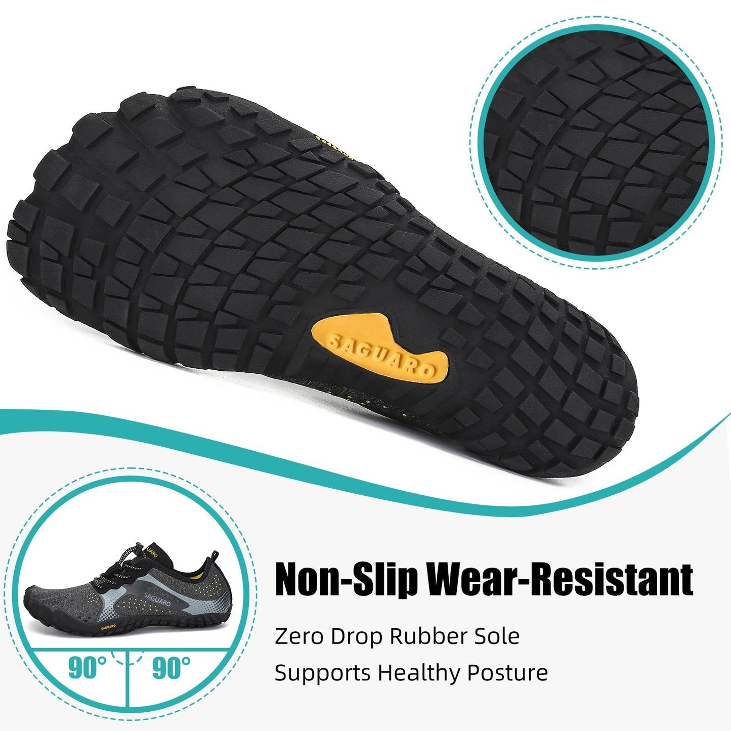 SAGUARO Barefoot Shoes Women Wide Toe Box Trail Running Shoe Womens for Walking Gym Training Sneakers Size 6.5 Women/4.5 Men