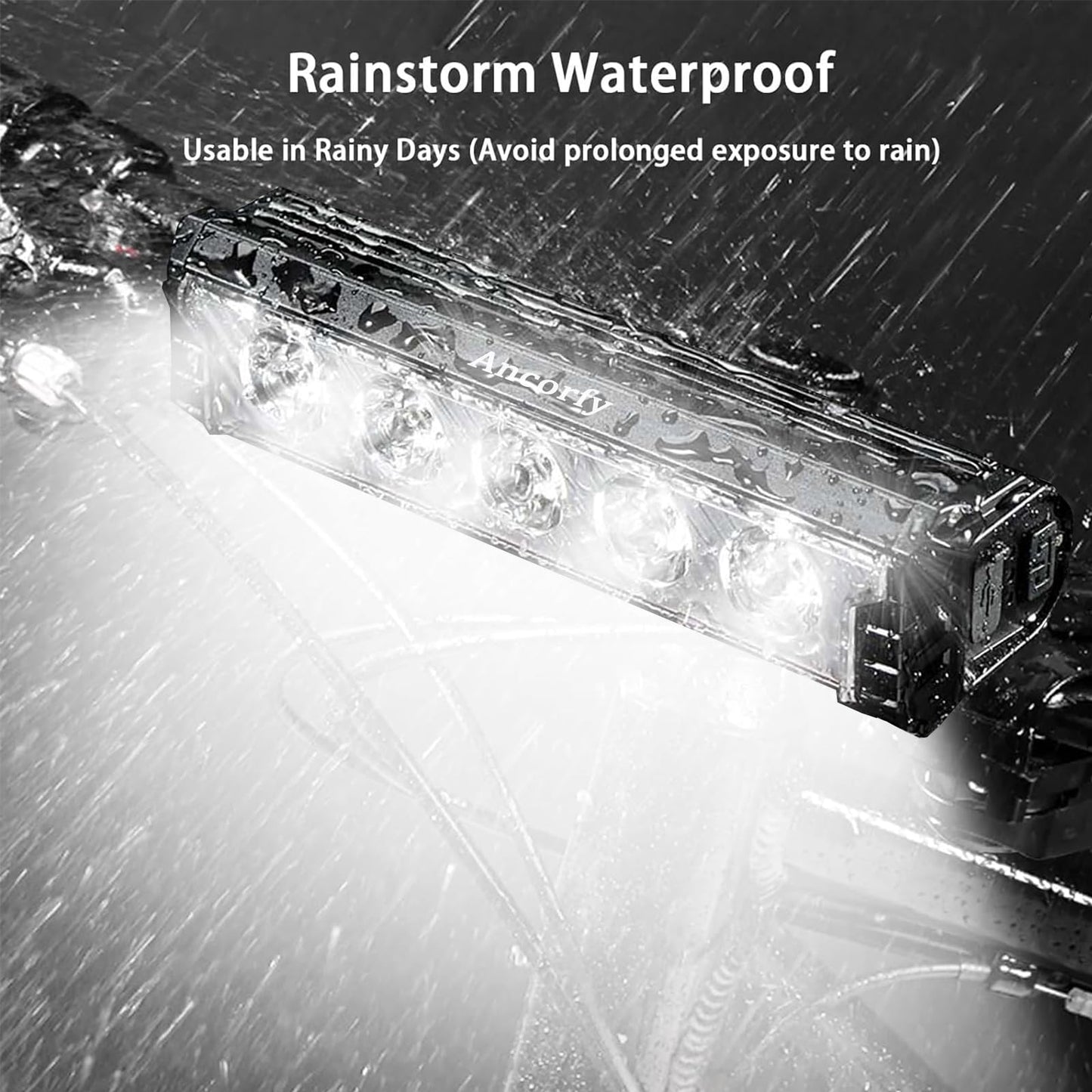 Ancorfy Super Bright LED Bike Light, USB Rechargeable Bicycle Headlight, Waterproof Bike Headlight, 5 Modes 2500 Lumen Bicycle Headlight, MTB Off-Road Cycling Commuting