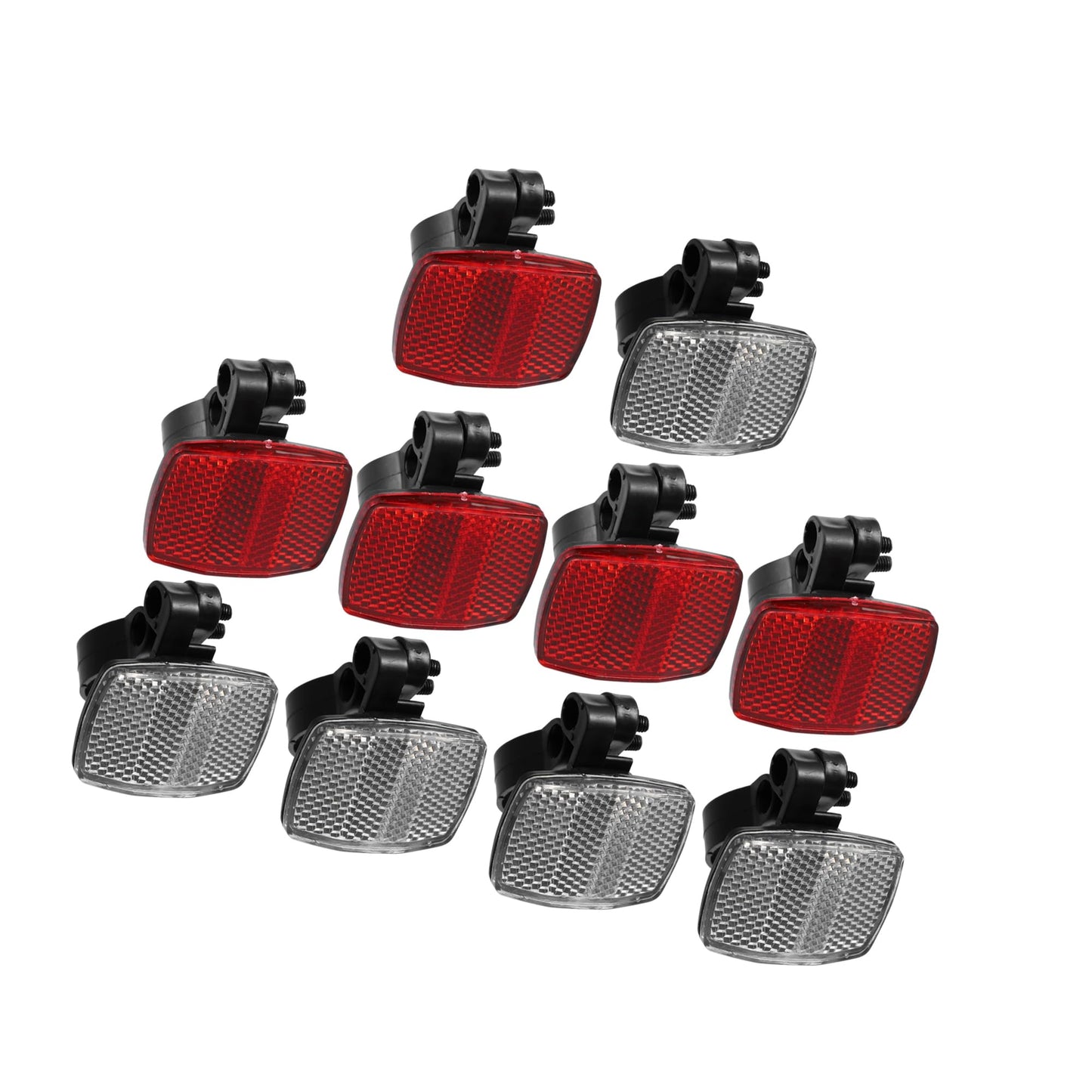 ACROPIX 10pcs Bicycle Front Rear Reflector Kit Mountain Bike Safety Warning Reflectors for Handlebar Seatpost and Night Cycling Red and White Car Parts