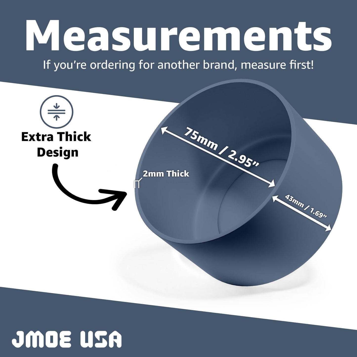 Jmoe USA Silicone Boot for Yeti Rambler Jr 12oz and 18oz Bottle | 2mm Sleeve | Anti-Slip Boot | Protector for the Bottom of your Bottle | Protects Against Damage | BPA Free Silicone (Navy)