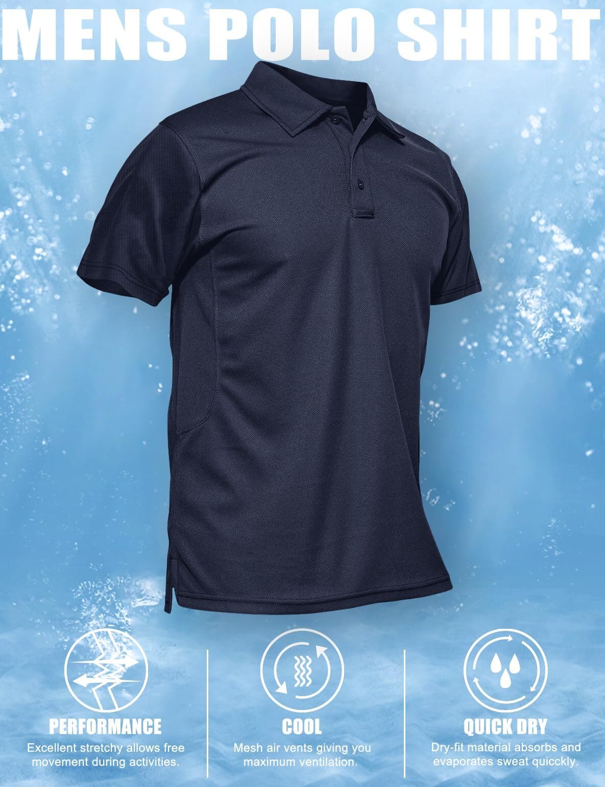 MAGCOMSEN Mens Polo Shirts Short Sleeve T Shirts Golf Shirts Hiking Hunting Shirt Tactical Shirts Navy Blue M