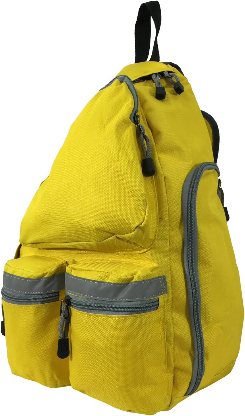 K-Cliffs Heavy Duty Sling Backpack Water-Resistant Laptop Bookbag Body Bag Bright Color Safety Reflective Stipe