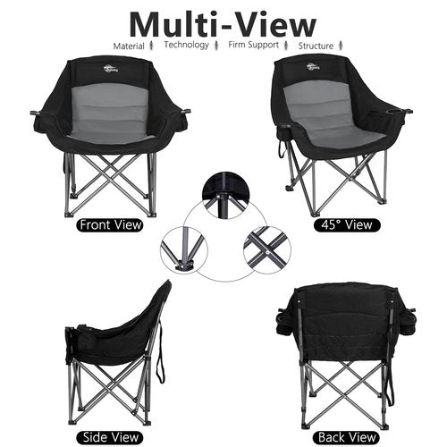 Bolosy Oversized XL Camping Chairs for Adults Heavy Duty Support 500 lbs Outdoor Folding Chairs Padded Portable Lawn Chairs Camp Chairs with Cup Holder