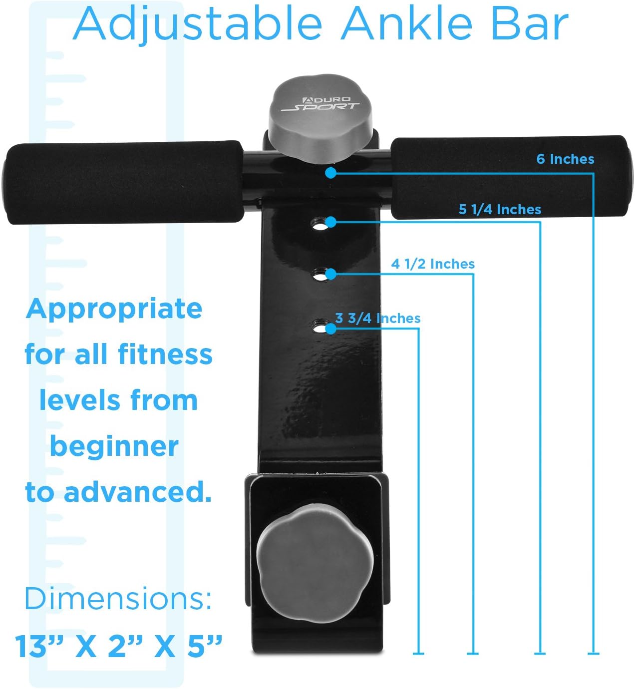 Aduro Sport Doorway Sit-Up Exercise Bar, Adjustable Reinforced Steel with Padded Ankle Bar, Perfect for Home Work or Travel - Fits Any Door