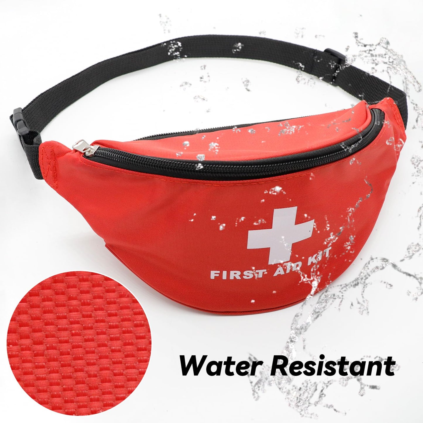 Faylapa Empty First Aid Bag Fanny Pack, Travel Pouch Bag 11.02x5.51x3.54 inch Waist Bag for Travel, Home, Office, Vehicle, Camping, Outdoor (Bag Only)