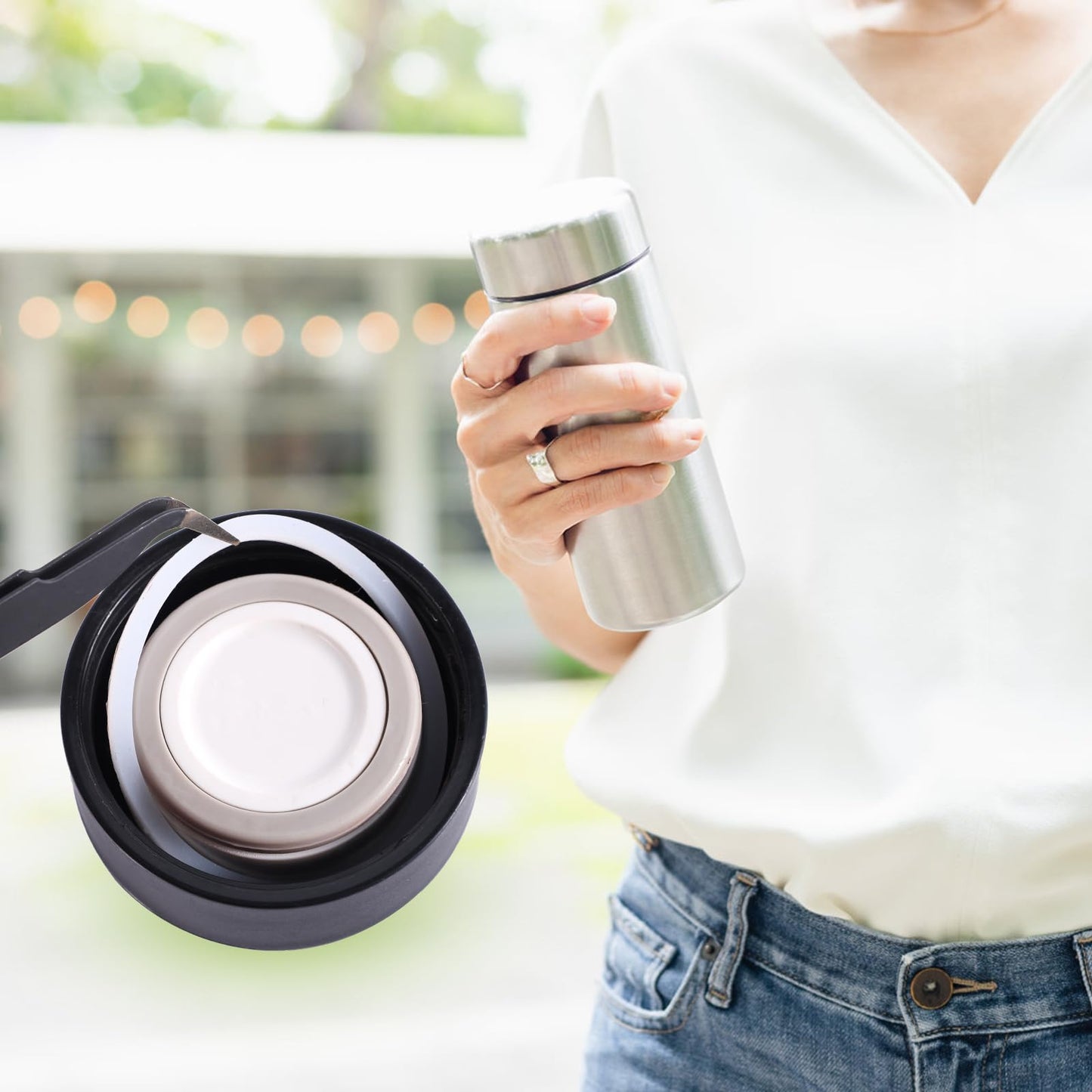 6pcs Silicone O-Rings for Water Bottle, Wide Mouth Seals Replacement with Tweezers Water Bottle Replacement Gaskets for Hydroflask 12/16/24/32/40 oz Bottles