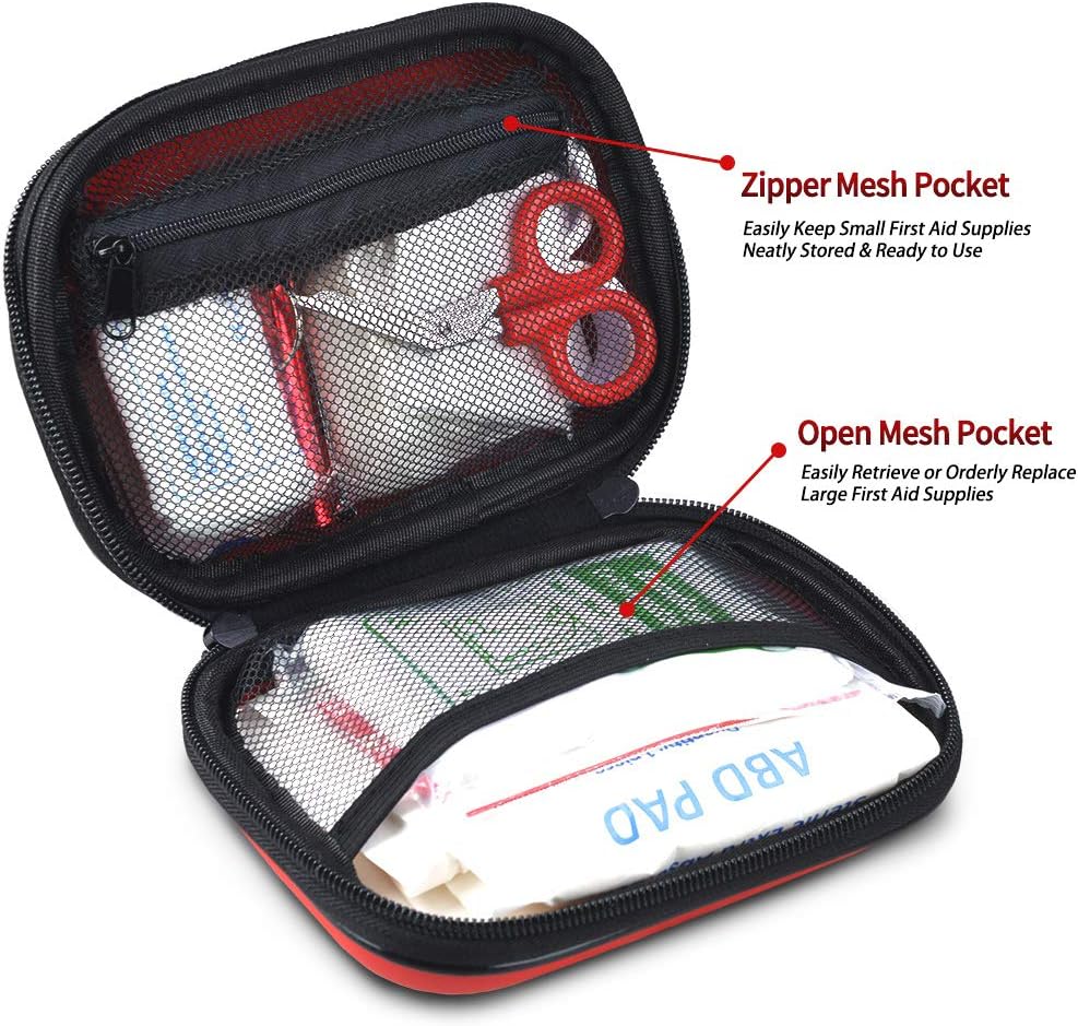 85-Piece Hard Shell Mini First Aid Kit - Compact Emergency Survival Kit for Travel, Hiking, Camping, & Car