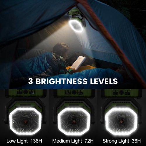 Odoland Bundle - 2 Items Portable LED Camping Lantern and Rechargeable Battery Operated Oscillating Fan