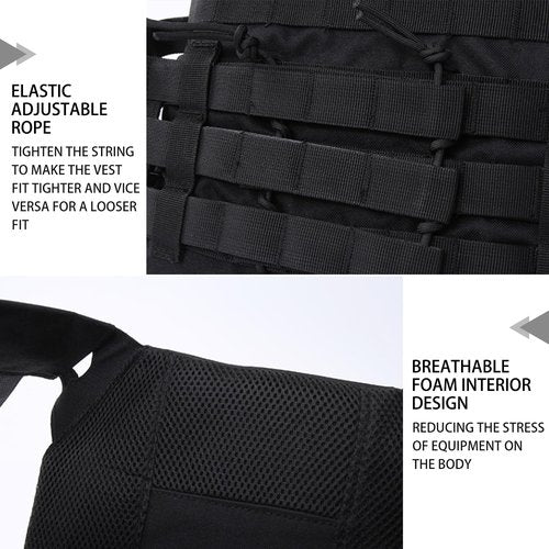Disratw Tactical Airsoft Vest Molle Adjustable Lightweight Airsoft Vest Outdoor Paintball Training Cosplay Costumes (Black)