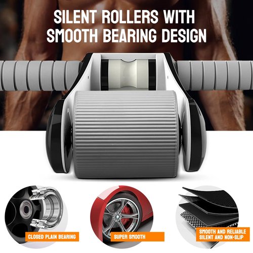 TEWONKAL Portable Ab Roller Wheel with Knee Pad & Storage Bag, Foldable Design Quiet Wheels with Smooth Bearings, At Home Gym Travel for Strength Training