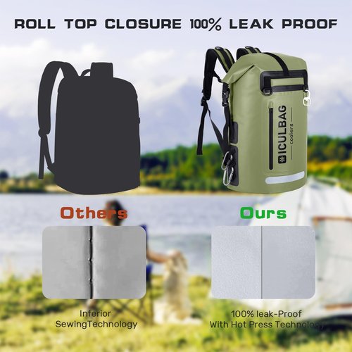 Iculbag Cooler Backpack Insulated Waterproof Leak Proof 48cans Collapsible Larger Backpack Coolers Insulated Leak Proof for Men Women 24 Hours Cooling for Picnic Camping Hiking Beach Travel Kayaking…