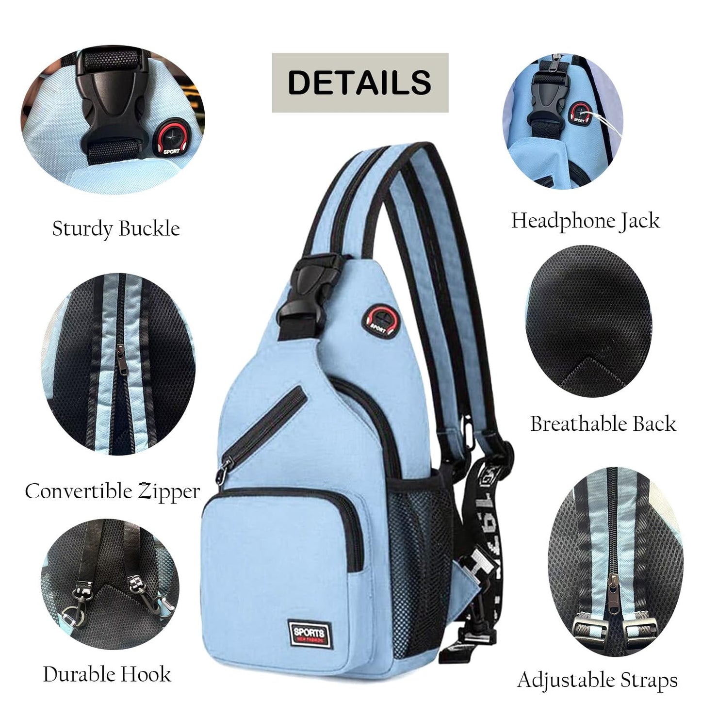 JENAGREEN Cross Body Bag Sling Backpack Bag,Crossbody Bag Chest Bag Casual Daypacks with Belt Waist Pack for Women Man