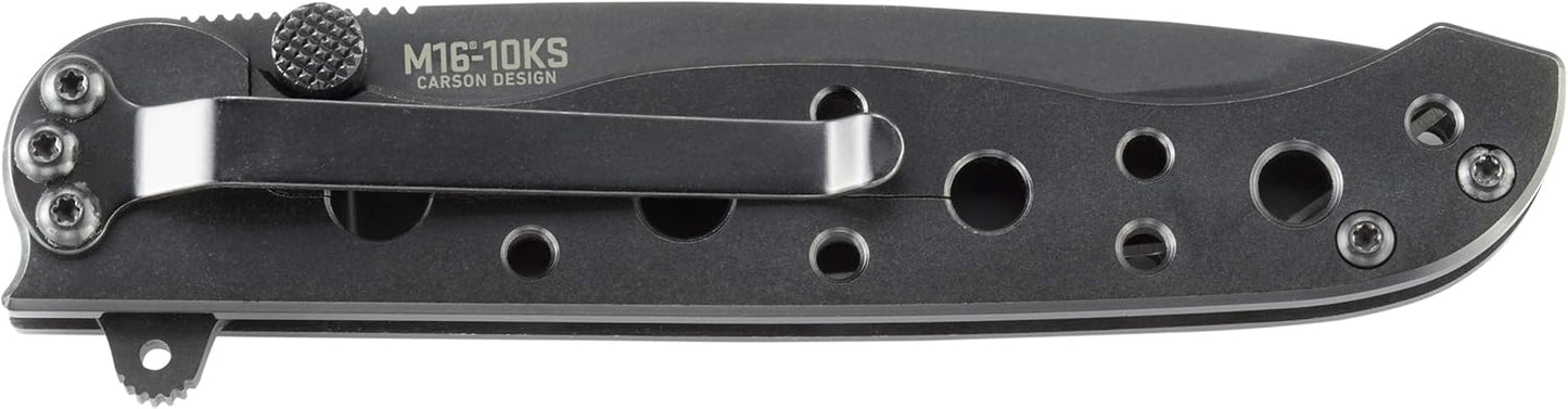 CRKT M16-10KZ EDC Folding Pocket Knife: Everyday Carry, Black Serrated Edge Blade, Tanto, Automated Liner Safety, Nylon Handle, Pocket Clip