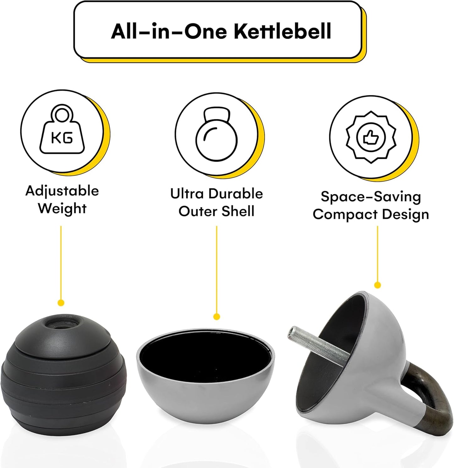 Adjustable Kettlebell Set 26-70 lb - Strength Training with Secure Lock & Durable Steel