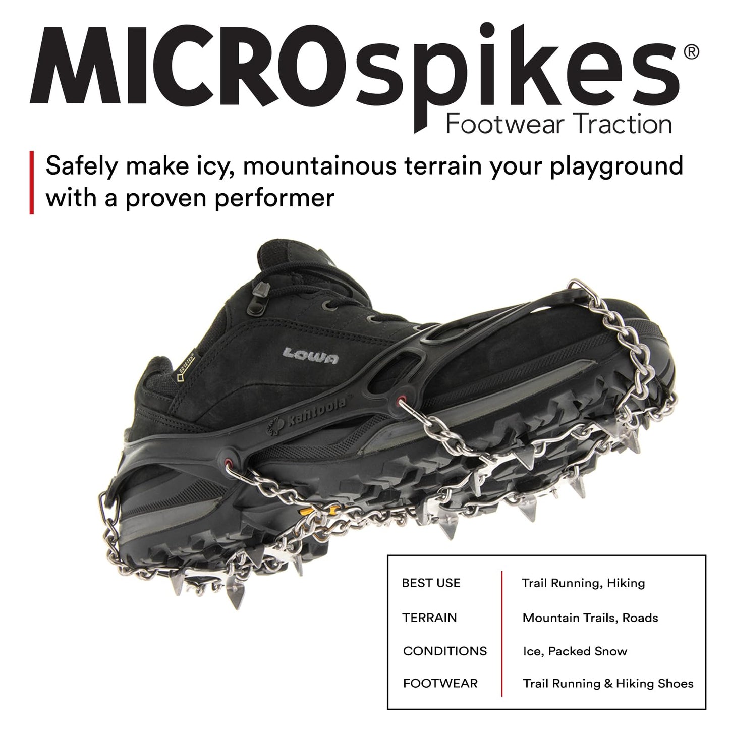 Kahtoola MICROspikes Footwear Traction for Winter Trail Hiking & Ice Mountaineering - Black - XX-Large