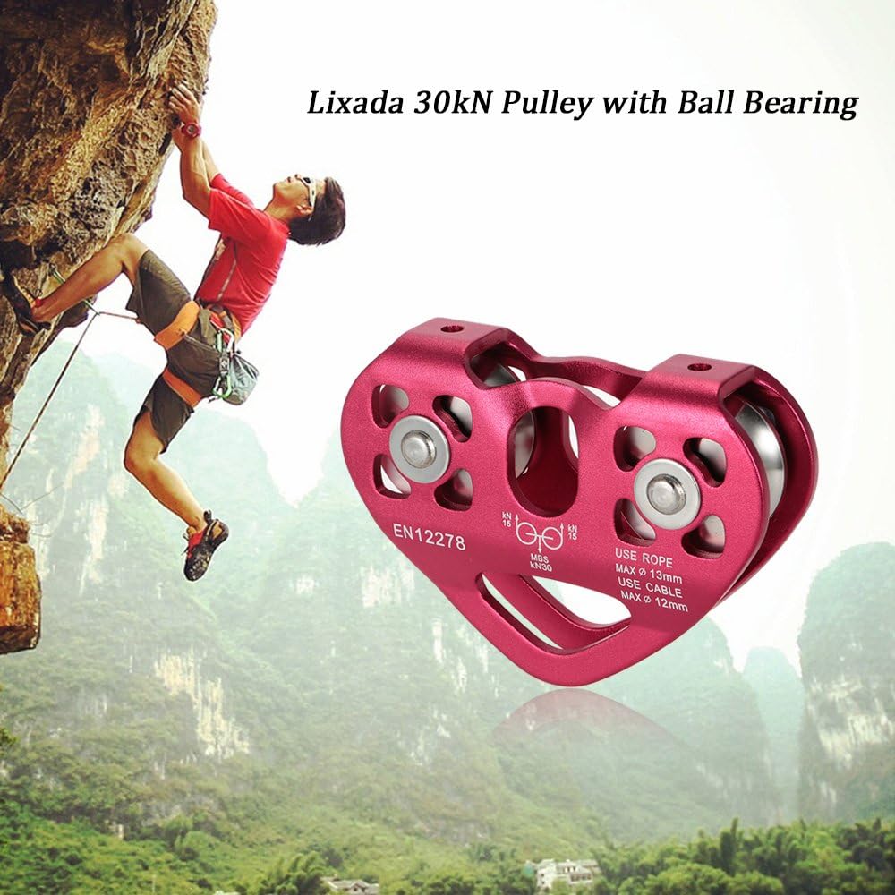 Lixada Zipline Pulley 30KN Trolley Rescue for 1/4 5/16 3/8 1/2 Cable Backyard Zipline, Hauling, Rigging and Commercial Purposes,Holds Upto 6700lbs