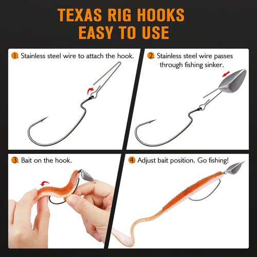 Dovesun 95Pcs Fishing Hooks and Weights Kit Texas Rig Hooks Swing Jig Heads for Bass Fishing Fishing Weights Sinkers with 1/8OZ 3/16OZ 1/4OZ 3/8OZ 1/2OZ Ned Rig Hooks Weedless 1# 1/0 2/0 3/0 4/0