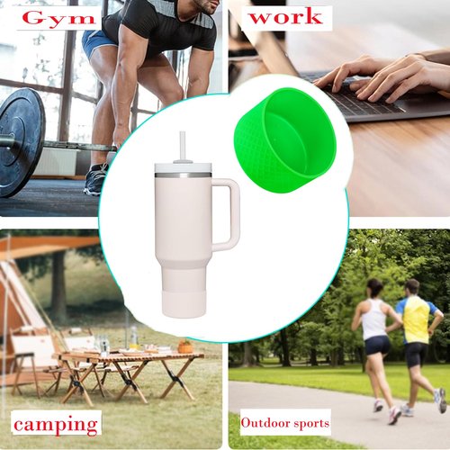 CYADCI Silicone Water Bottle Boot,Anti-Slip Protective Sleeve for Water Bottle for Stanley 40 30 oz Quencher Adventure Tumbler, IceFlow 30 20 oz.Cup Protector(Green)