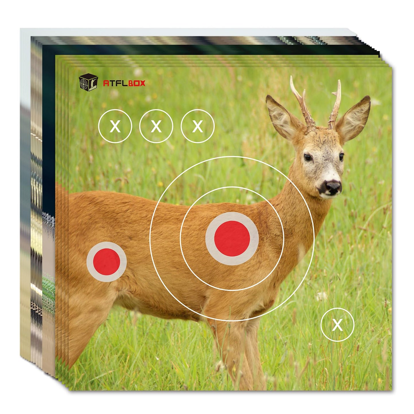 Atflbox 100Pack Four Different Animal Target Papers, 11.5 inch High Visibility Paper Range Shooting Targets, Shooting Paper Targets for Hunting, Handguns, Pistol, Airsoft, BB Gun, Air Rifle
