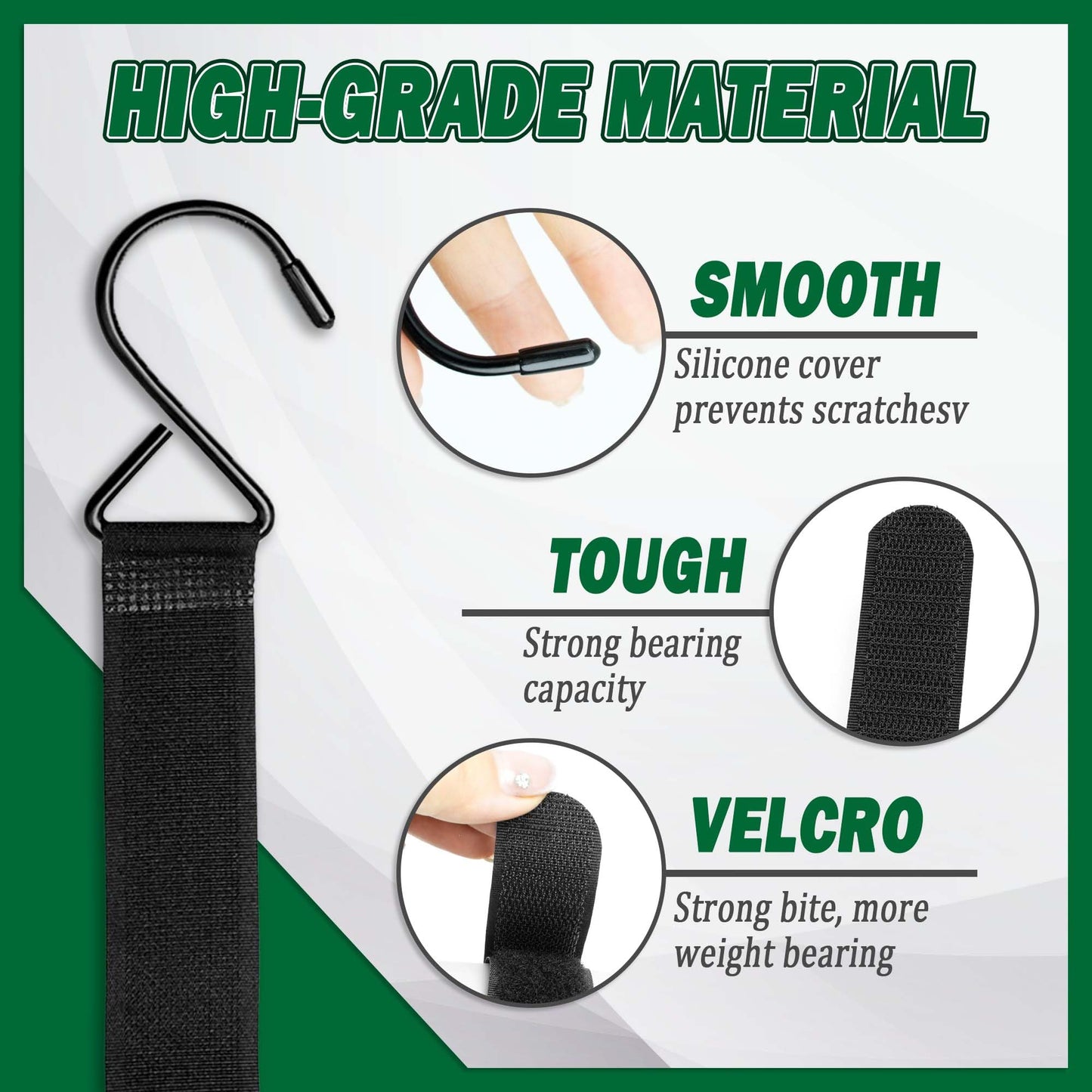 HZCGJMY 10Pcs Outdoor Hunting Tent Hanging Hooks Black Hunting Shelter Hooks Multi Functional Metal Hooks with Straps Adjustable Velcro Hooks for Outdoor Hunting Camping Hiking Ice Fishing