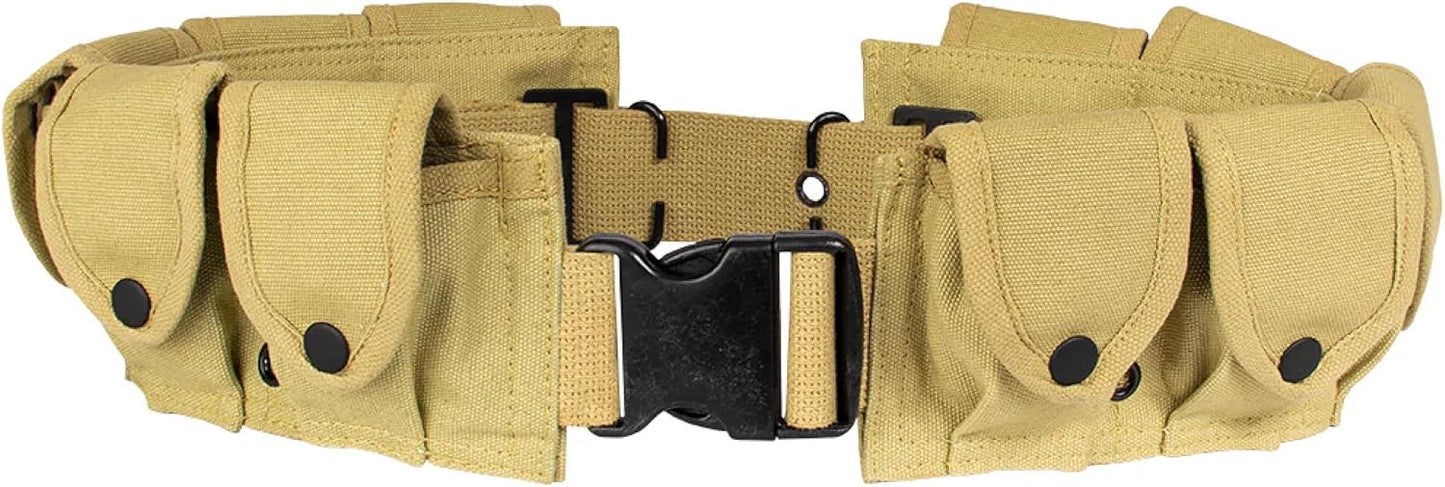 Fox Outdoor Products 10-Pocket Cartridge Belt – Heavy-Duty Canvas Ammo Holder w/Quick-Release Buckle – Adjustable to 58"