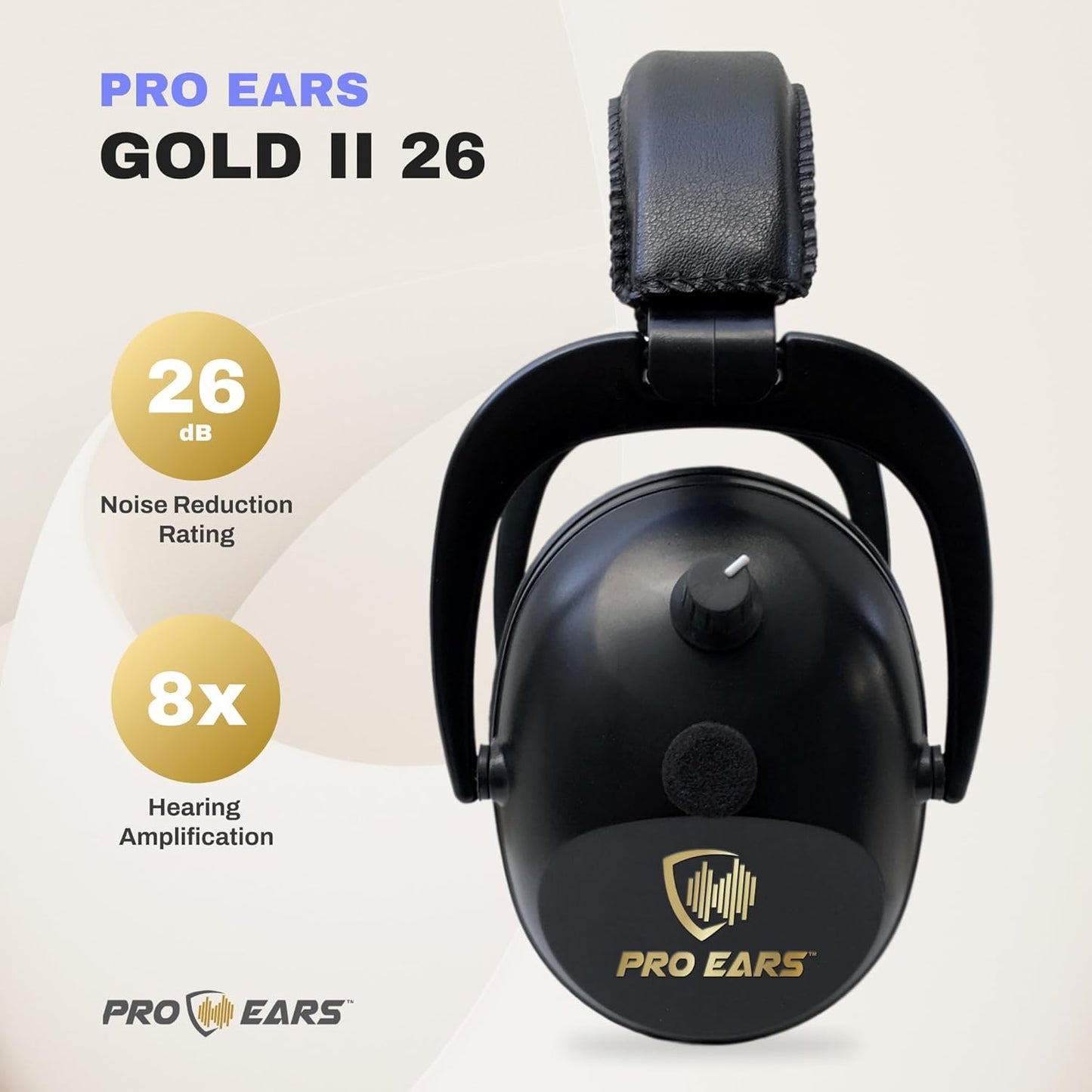 Pro Ears Gold II 26 Ear Muffs, NRR 26, Military Grade Hearing Protection w/DLSC Compression, Gel Ear Seals & Auto Shut Off