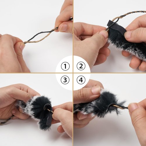 S F 16 Strands Handmade Flemish Bowstring Replacement + 1 Pair Rabbit FurBow String Silencer for Recurve Bow and Traditional Longbow-for 58" Model Bow