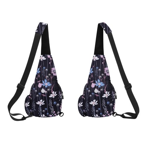 HUA ANGEL Floral Sling Bag, Small Lightweight Crossbody Shoulder Chest Bag for Men & Women Compact Travel Hiking Mini Daypack