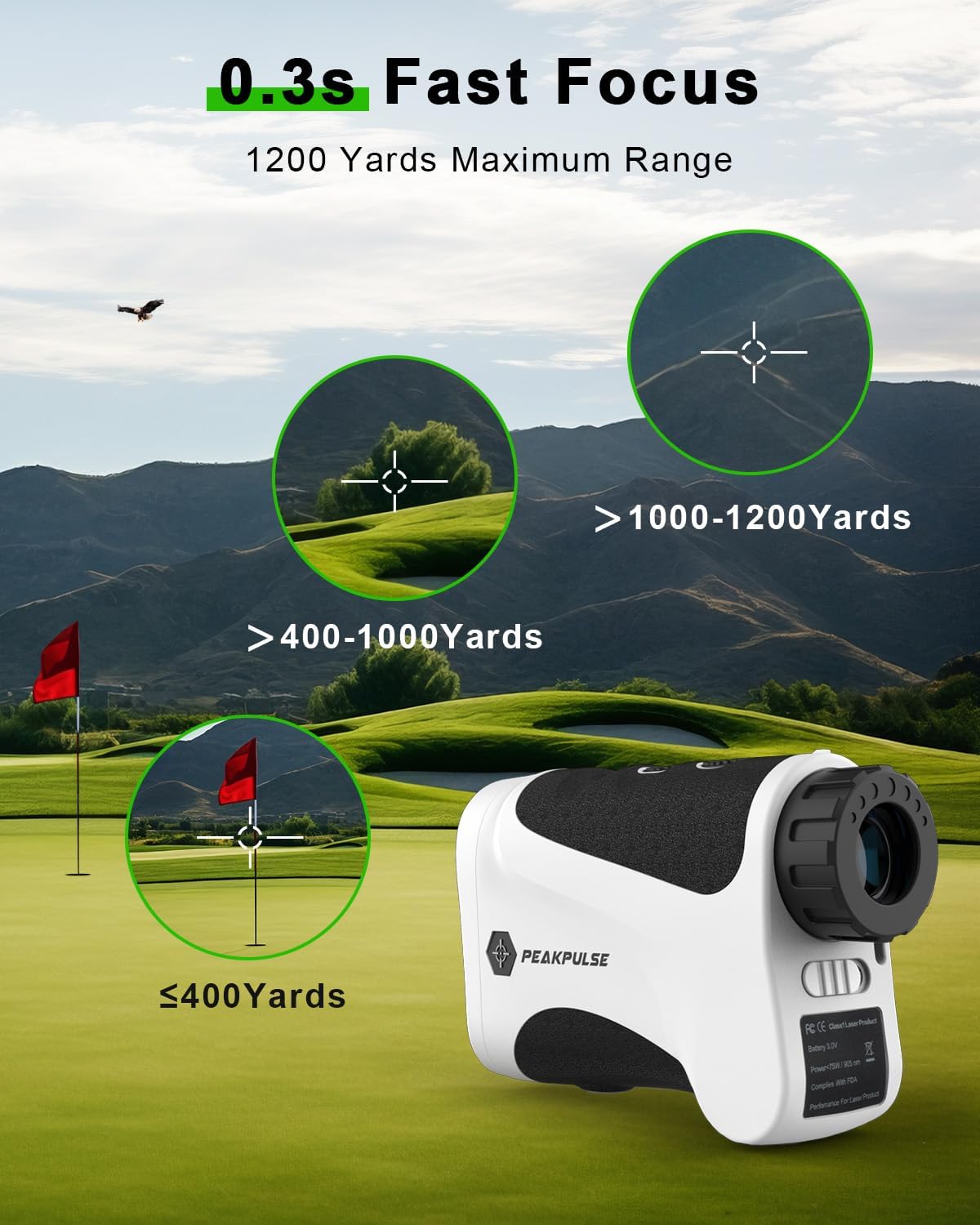 Golf Rangefinder 650/1200/1700 Yards Range Finder Golfing 6X Magnification 0.5 Yard Accuracy Flag Pin Lock Vibration Fast Focus