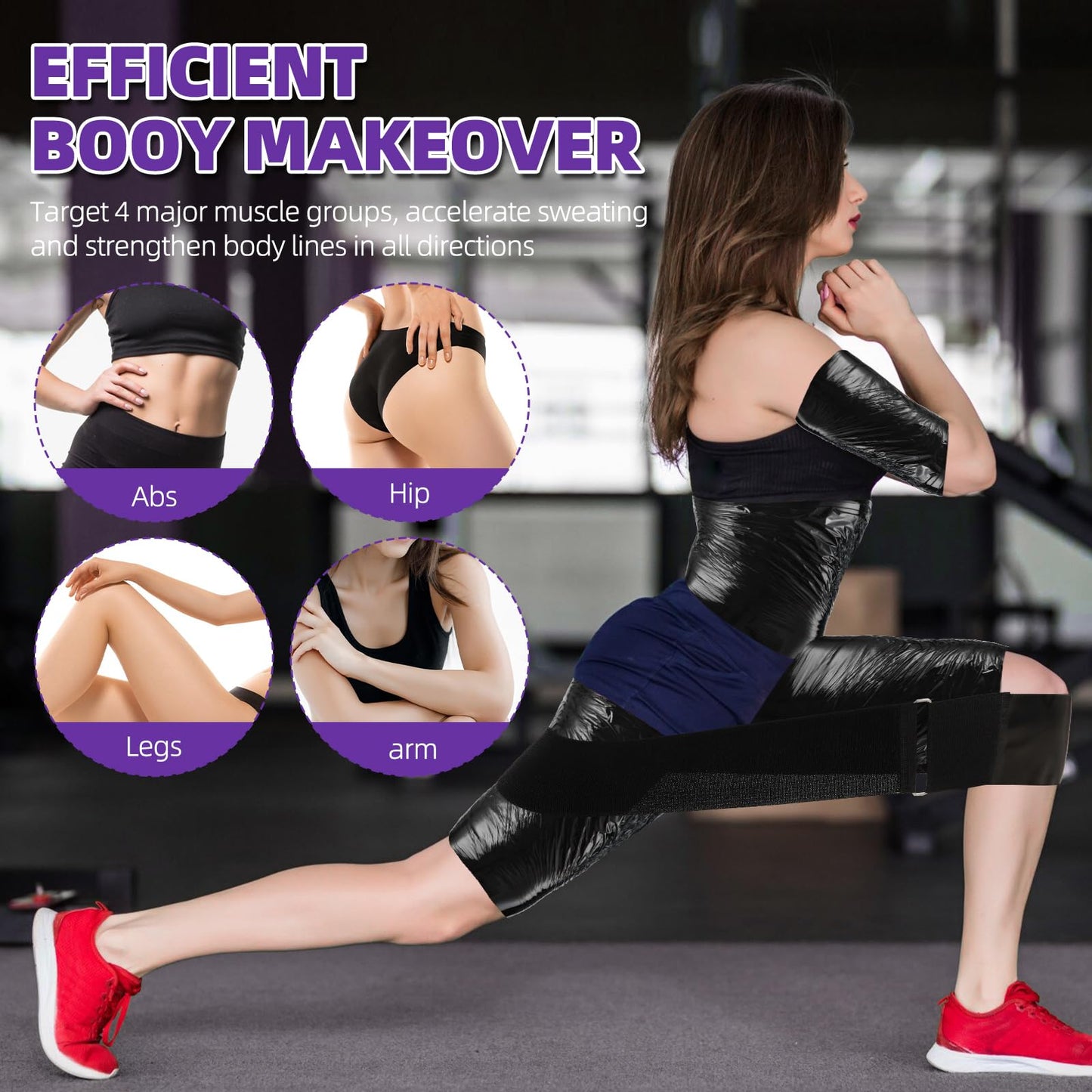 Hayunfiys 4 Rolls 60 Meters Black Osmotic Plastic Body Wrap Exercise & Fitness Sweat Enhancer Anti-Shedding Yoga Training Band Set, DIY Sauna Wrap Pilates Workout