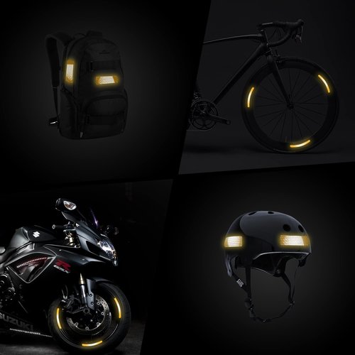 LOOM Reflective Stickers for Bikes Rims | 18pc Brilliant-flurYelGreen | Reflective Tape for Motorcycle Helmet Decals and Bike Reflectors | Hi Vis Bicycle reflectors, Mailbox Stickers