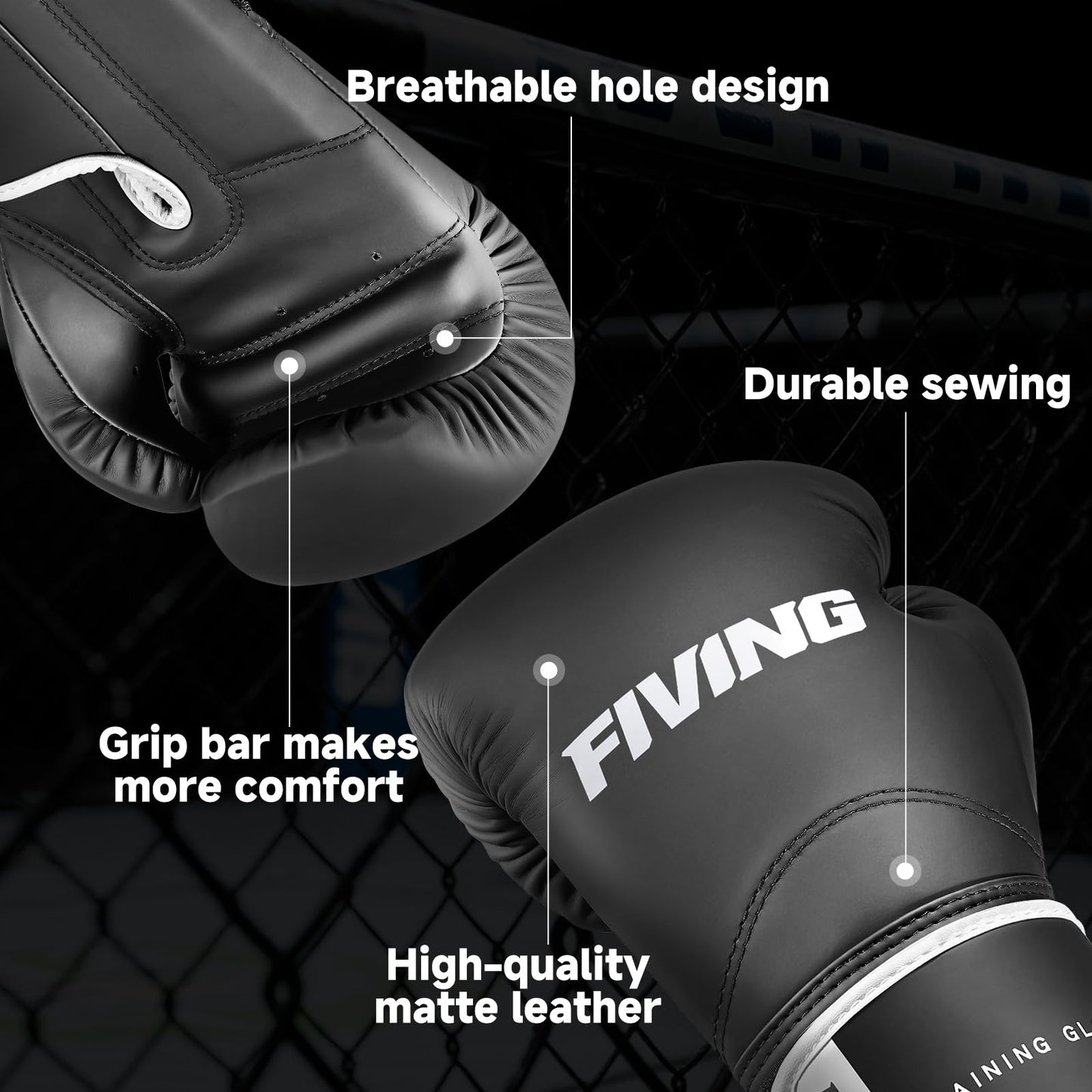 Boxing Gloves for Men and Women, Pro Training Sparring Muay Thai Gloves, Adults Heavy Punching Bag Gloves for Boxing Kickboxing Mixed Martial Arts MMA (Black-White, 10oz)