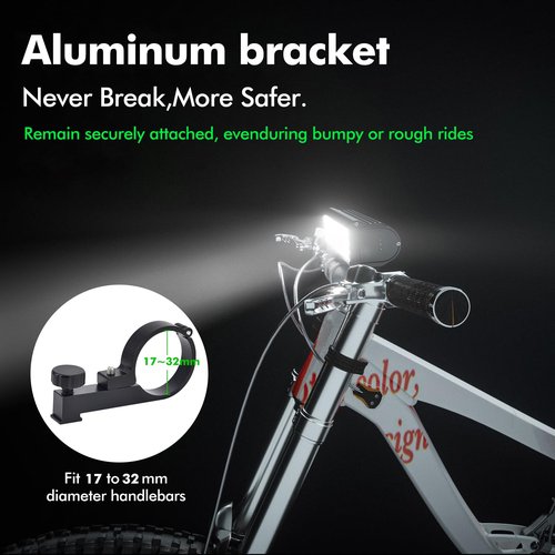 Bike Lights for Night Riding Rechargeable 9500 Lumen Bicycle Lights Front and Rear Rechargeable 5 Adjustable Modes 5 Bike Headlight and Tail Light Set 5 Adjustable Modes for Cycling (FYCQD02-BK-XY)