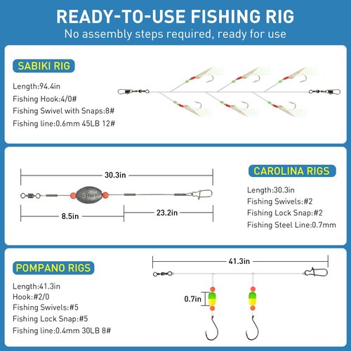 THKFISH Surf Fishing Tackle Kit, Saltwater Gear Set Saltwater Fishing Lures Fishing Bait Rigs Crankbait Spoon Bucktail Jigs Pyramid Sinkers Fishing Hooks Swivels,Perfect Fisherman's Gift