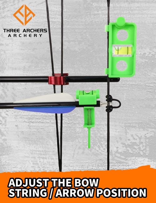 THREE ARCHERS Archery Bow Tuning and Mounting String Level Combo Kit for Compound Bows (Green)