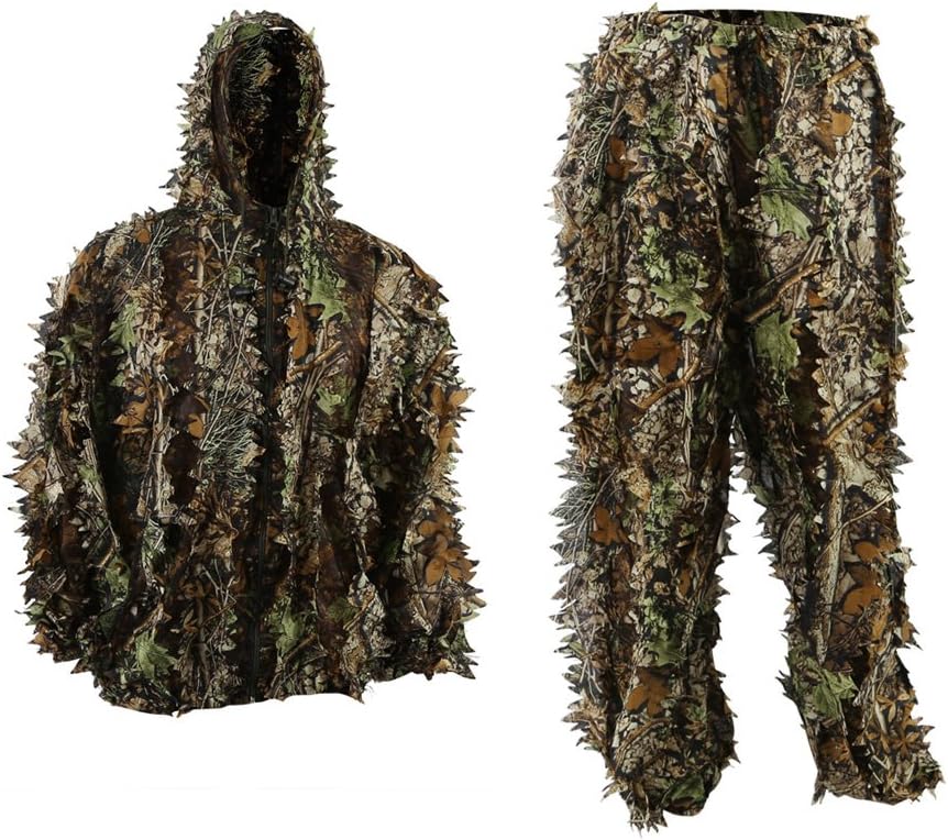 Zicac Outdoor Camo Ghillie Suit 3D Leafy Camouflage Clothing Jungle Woodland Hunting