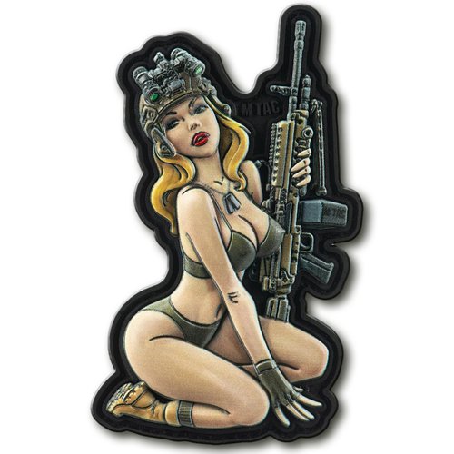 M-Tac Morale Patch Tactical Girl - PVC Tactical Military Patch with Hook Fastener Backing - Patches for Vest, Backpacks, Hats (№5 PVC Olive)