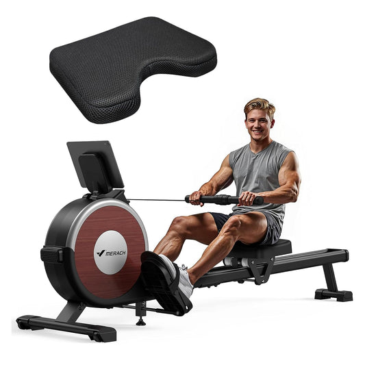 Rowing Machine& seat cusshion, Magnetic Rower Machine with Dual Slide Rail, 16 Levels of Electromagnetic Resistance, Max 350lb Weight Capacity, Rowing Machines for Home Use